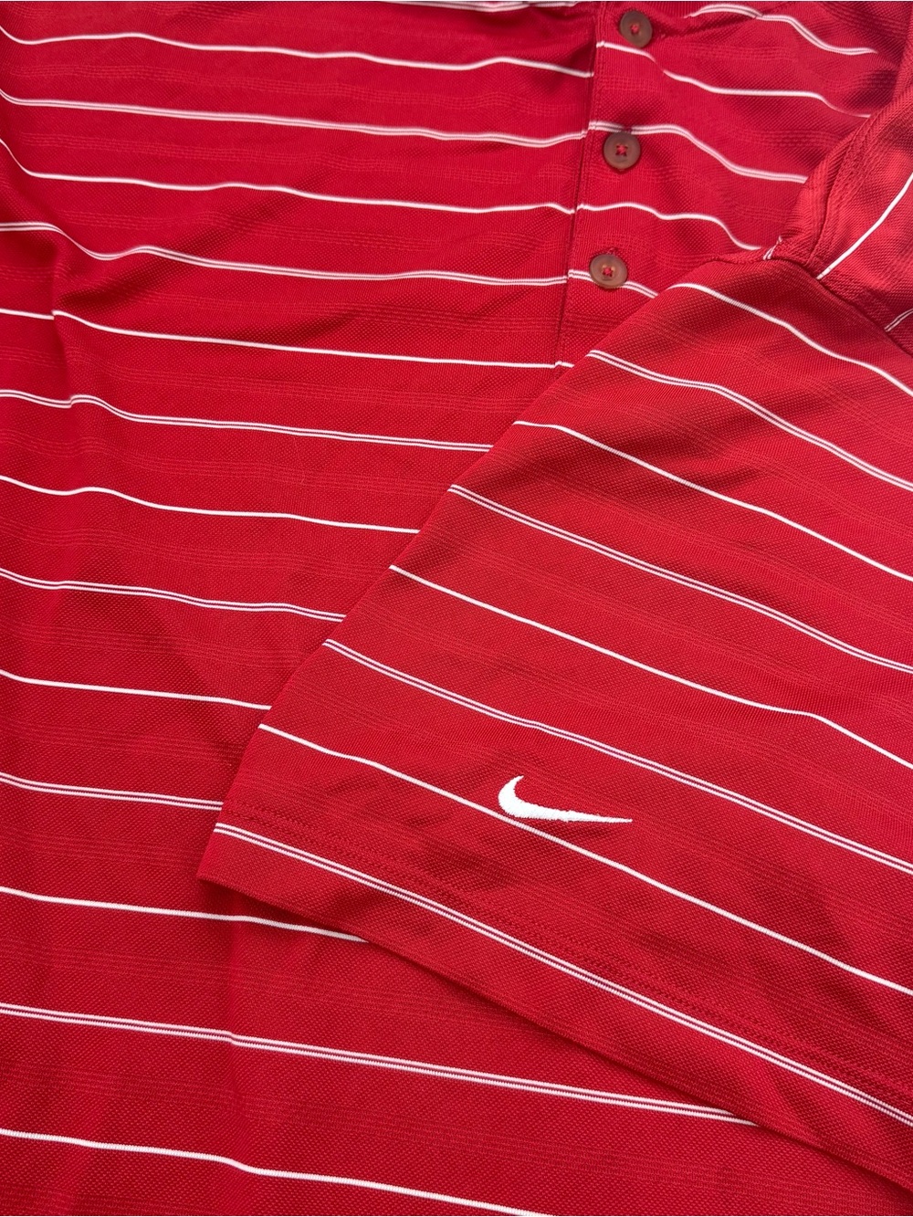 Nike Golf Dri-FIT Polo Shirt Red White Striped Short Sleeve Oversized Men's XXL - Picture 3 of 7